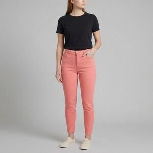 Talbots Womens Jegging Crop Jeans 10 Coral Pink High Rise Stretch Denim Salmon